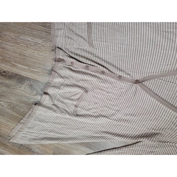 Threads Sakes Fifth Ave. Women's XS Sweater Beige Stripe Cardigan Asymmetric Hem - Picture 4 of 9